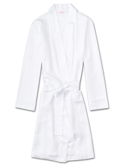 Shop Derek Rose Women's Dressing Gown Kate 2 Cotton Jacquard White