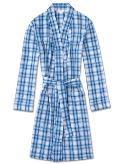 Shop Derek Rose Women's Robe Ranga 30 Cotton Check Blue