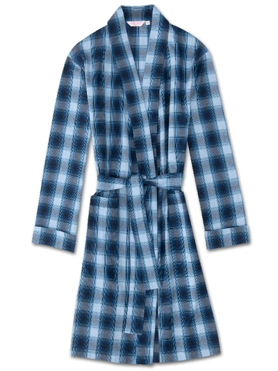 Shop Derek Rose Women's Robe Ranga 36 Brushed Cotton Check Blue