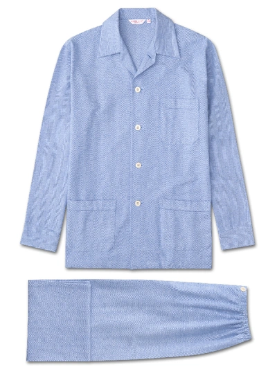 Shop Derek Rose Men's Classic Fit Pyjamas Arran 24 Brushed Cotton Blue