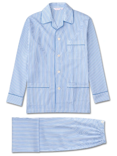 Shop Derek Rose Men's Classic Fit Pyjamas James Cotton Blue