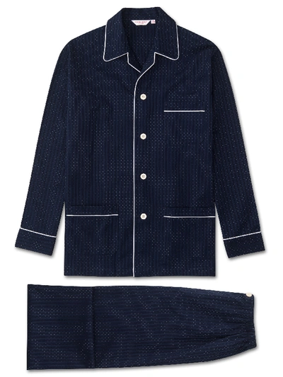 Shop Derek Rose Men's Classic Fit Pyjamas Royal 40 Cotton Navy