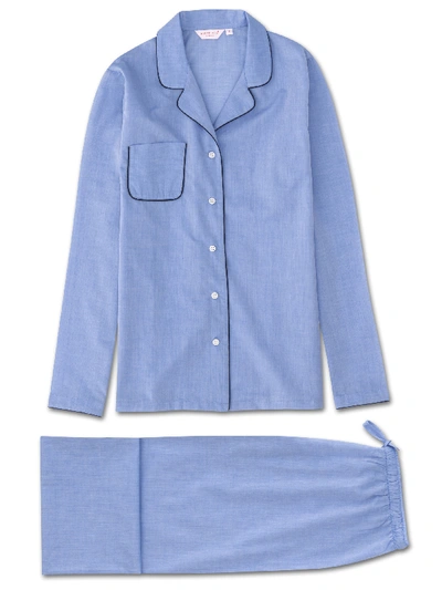 Shop Derek Rose Women's Pyjamas Amalfi Cotton Batiste Blue