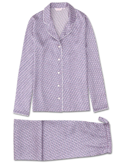 Shop Derek Rose Women's Pyjamas Brindisi 32 Pure Silk Satin Lilac
