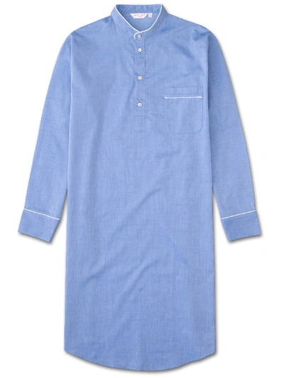 Shop Derek Rose Men's Nightshirt Amalfi Cotton Batiste Blue