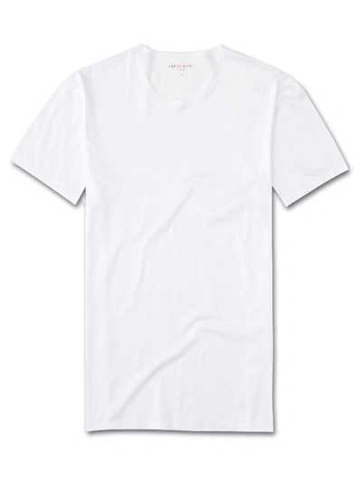 Shop Derek Rose Men's Underwear Crew-neck T-shirt Lewis Double Mercerised Cotton White