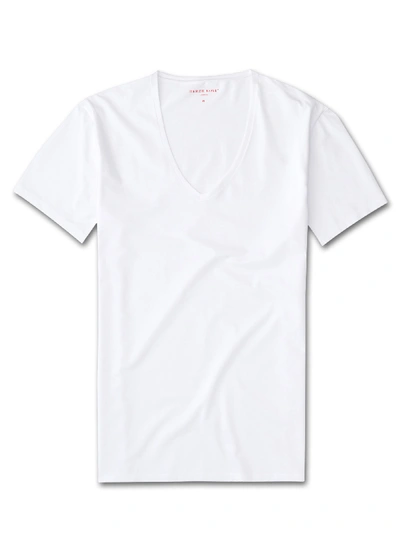 Shop Derek Rose Men's Underwear V-neck T-shirt Jack Pima Cotton Stretch White