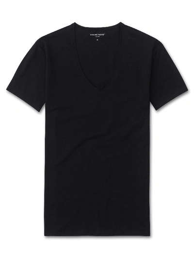 Shop Derek Rose Men's Underwear V-neck T-shirt Jack Pima Cotton Stretch Black