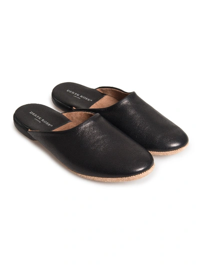 Shop Derek Rose Men's Mule Slippers Morgan Calfskin Leather Black