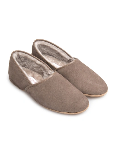 Shop Derek Rose Men's Slippers Crawford Suede Sheepskin Beige