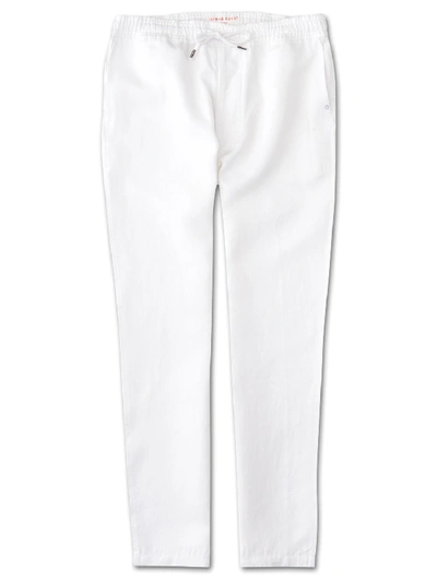 Shop Derek Rose Men's Trousers Sydney Linen White