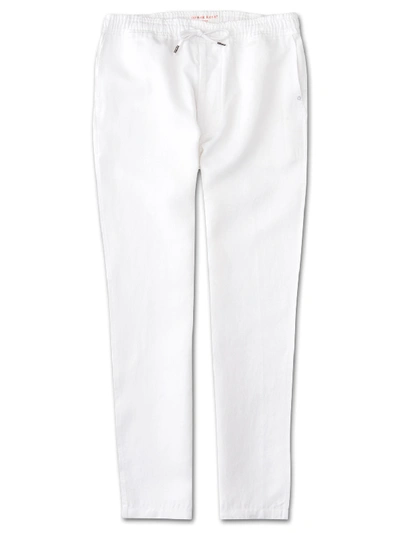 Derek Rose Men's Sydney 1 Linen Trouser Pants In White