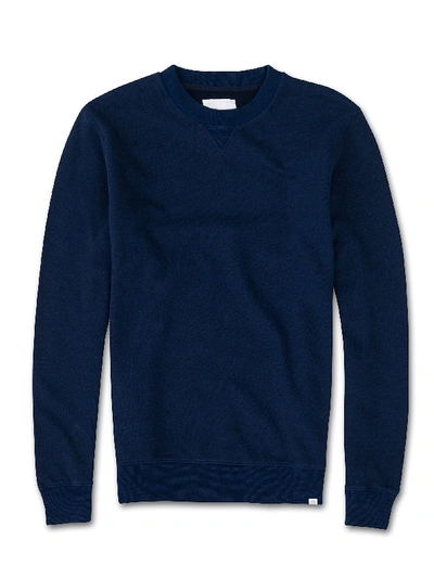 Shop Derek Rose Men's Sweatshirt Devon Loopback Cotton Navy