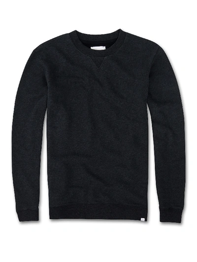 Shop Derek Rose Men's Sweatshirt Devon Loopback Cotton Charcoal