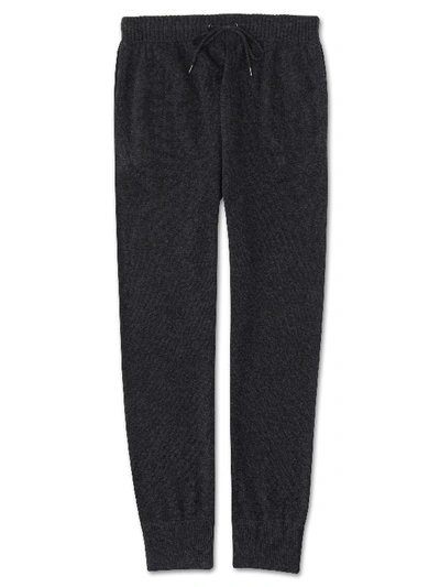 Shop Derek Rose Men's Cashmere Track Pants Finley Pure Cashmere Charcoal