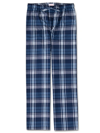 Shop Derek Rose Men's Lounge Trousers Ranga 31 Brushed Cotton Check Navy