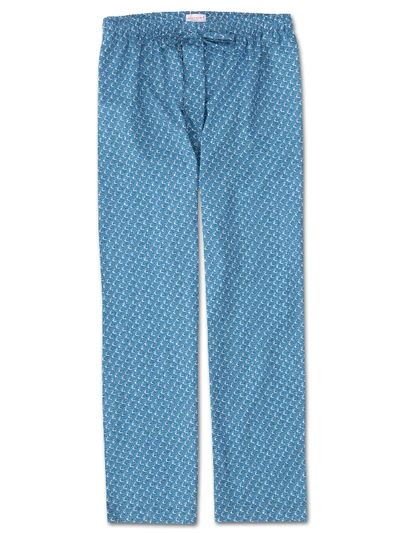 Shop Derek Rose Men's Lounge Trousers Ledbury 16 Cotton Batiste Blue