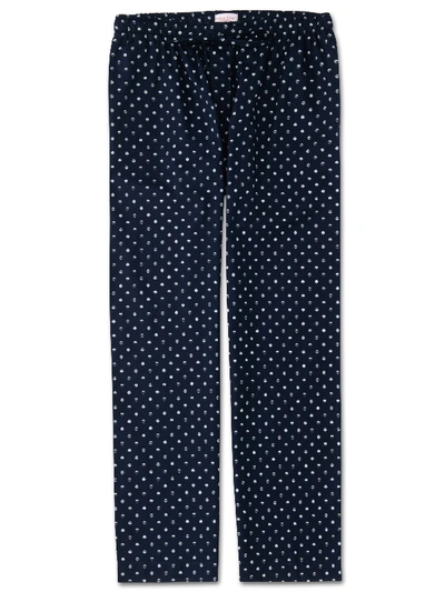 Shop Derek Rose Men's Lounge Trousers Nelson 68 Cotton Batiste Navy