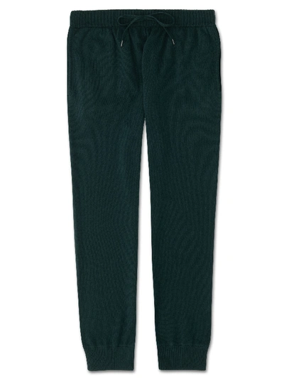 Shop Derek Rose Men's Cashmere Track Pants Finley Pure Cashmere Green