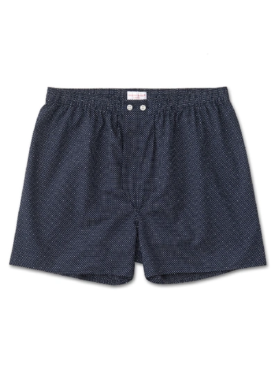 Shop Derek Rose Men's Classic Fit Boxers Plaza 21 Cotton Batiste Navy