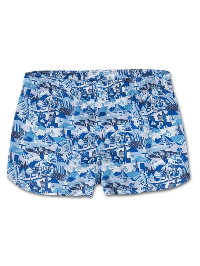 Shop Derek Rose Men's Modern Fit Boxer Shorts Brindisi 35 Pure Silk Satin Blue