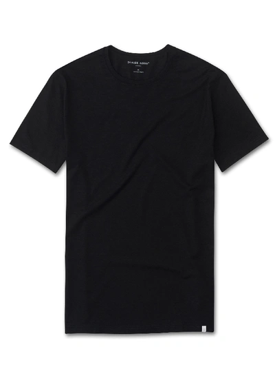 Shop Derek Rose Men's T-shirt Basel Micro Modal Stretch Black