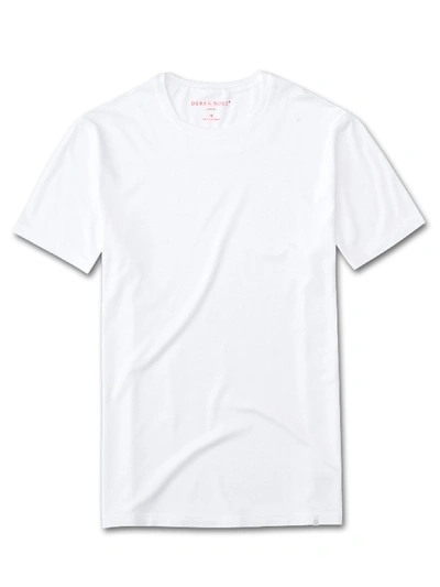 Shop Derek Rose Men's T-shirt Basel Micro Modal Stretch White
