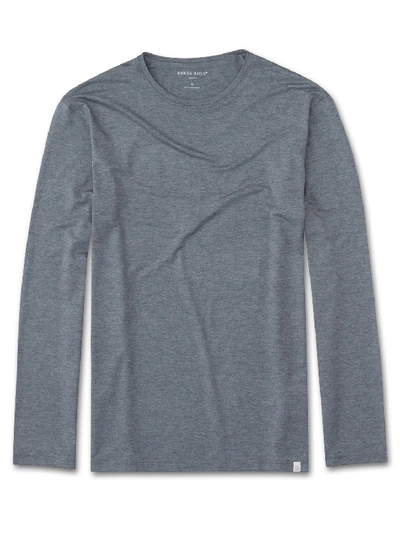Derek Rose Men's Long Sleeve T-shirt Marlowe Micro Modal Stretch Charcoal In Charcoal