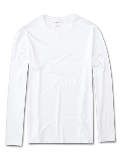 Shop Derek Rose Men's Long Sleeve T-shirt Basel Micro Modal Stretch White