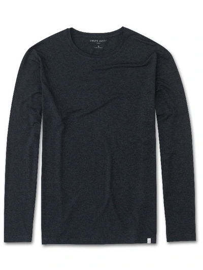 Shop Derek Rose Men's Long Sleeve T-shirt Marlowe Micro Modal Stretch Anthracite