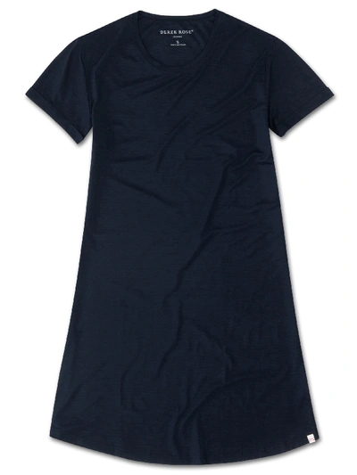 Shop Derek Rose Women's Sleep T-shirt Carla Micro Modal Stretch Midnight