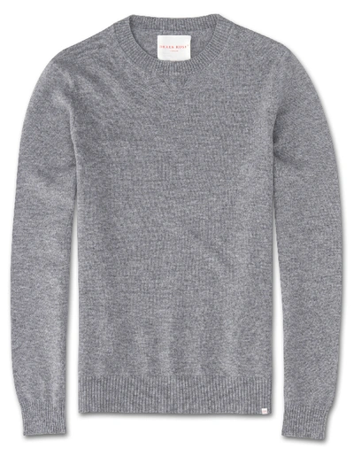 Shop Derek Rose Men's Cashmere Sweater Finley Pure Cashmere Silver