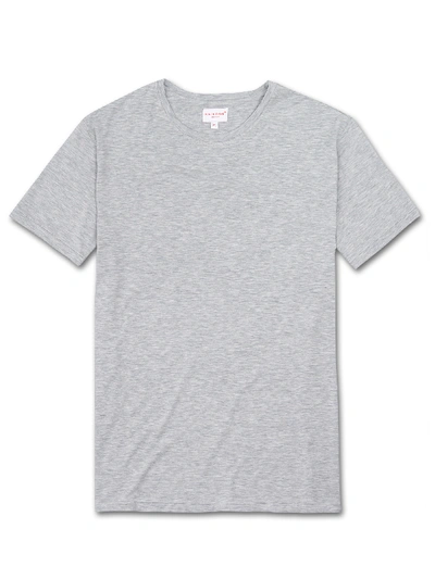 Shop Derek Rose Men's T-shirt Ethan Micro Modal Stretch Silver Marl