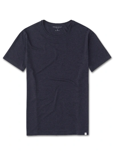 Shop Derek Rose Men's Short Sleeve T-shirt Marlowe Micro Modal Stretch Navy