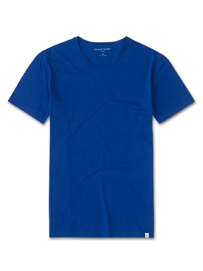 Shop Derek Rose Men's Short Sleeve T-shirt Riley Pima Cotton Blue