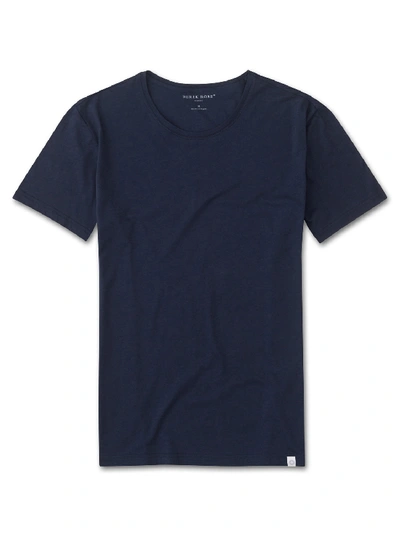 Shop Derek Rose Men's T-shirt Riley Pima Cotton Navy