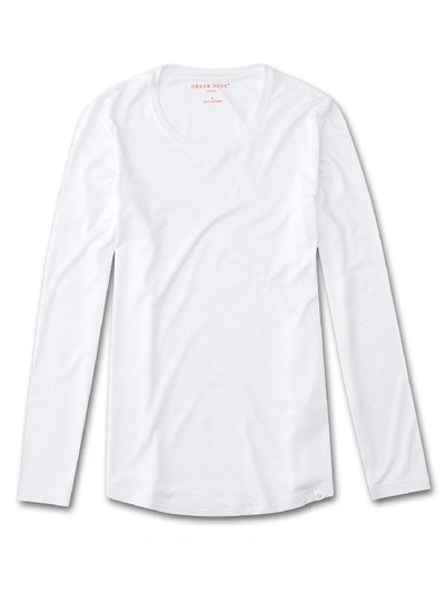 Shop Derek Rose Women's Long Sleeve T-shirt Carla Micro Modal Stretch White