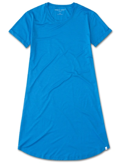 Shop Derek Rose Women's Sleep T-shirt Carla 3 Micro Modal Stretch Blue