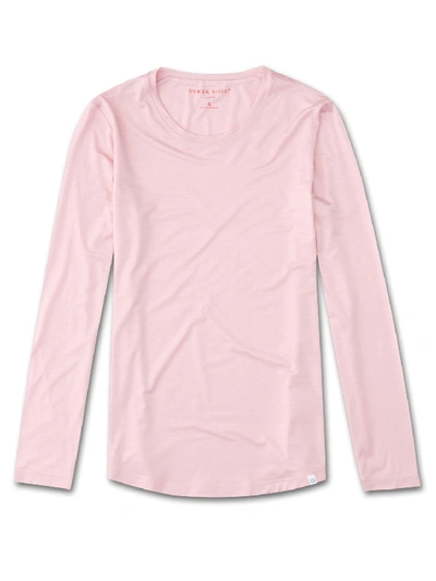 Shop Derek Rose Women's Long Sleeve T-shirt Carla 3 Micro Modal Stretch Pink