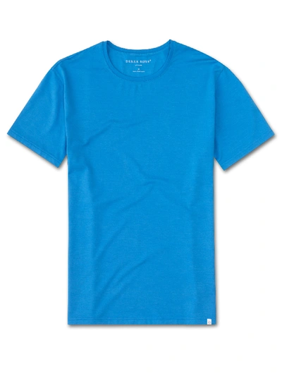 Shop Derek Rose Men's Short Sleeve T-shirt Basel 4 Micro Modal Stretch Blue