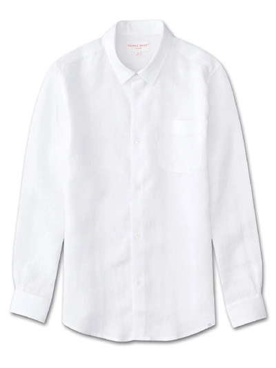 Shop Derek Rose Men's Shirt Monaco Linen White