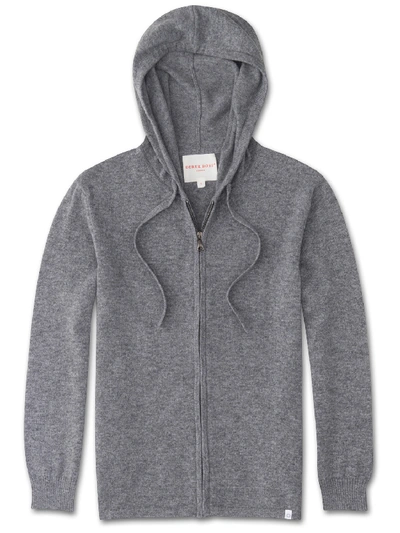 Shop Derek Rose Women's Cashmere Hoodie Finley Pure Cashmere Silver