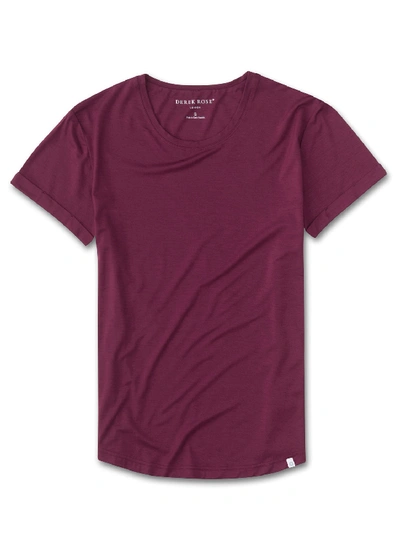 Shop Derek Rose Women's Leisure T-shirt Carla 4 Micro Modal Stretch Burgundy