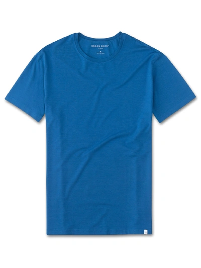 Shop Derek Rose Men's Short Sleeve T-shirt Basel 5 Micro Modal Stretch Blue