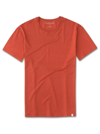Shop Derek Rose Men's Short Sleeve T-shirt Basel 5 Micro Modal Stretch Rust