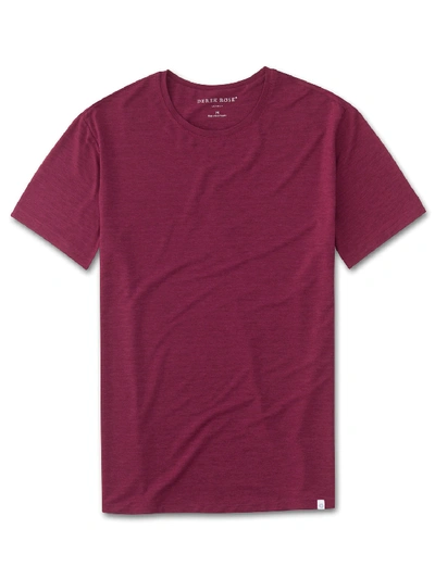 Shop Derek Rose Men's Short Sleeve T-shirt Ethan Micro Modal Stretch Burgundy