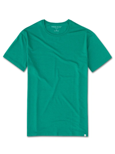 Shop Derek Rose Men's Short Sleeve T-shirt Basel 6 Micro Modal Stretch Green