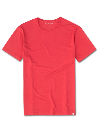 Shop Derek Rose Men's Short Sleeve T-shirt Basel 6 Micro Modal Stretch Red