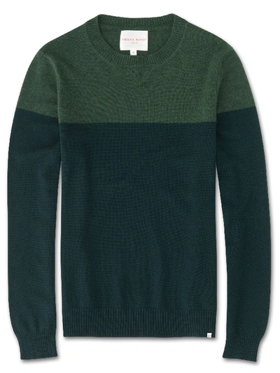 Shop Derek Rose Men's Cashmere Sweater Francis Pure Cashmere Green