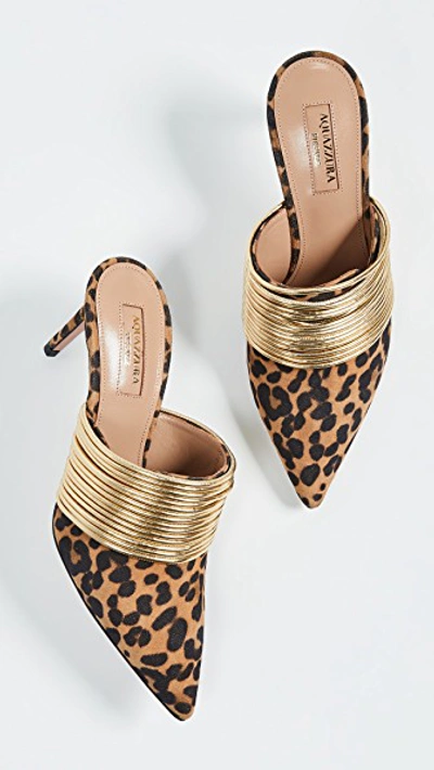 Shop Aquazzura Rendez Vous 75mm Mules In Sabbia/gold